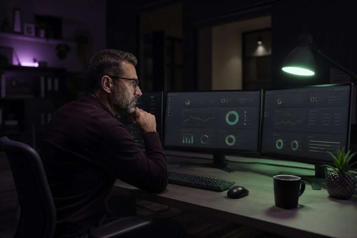 IT specialist proactively monitoring the health of business systems